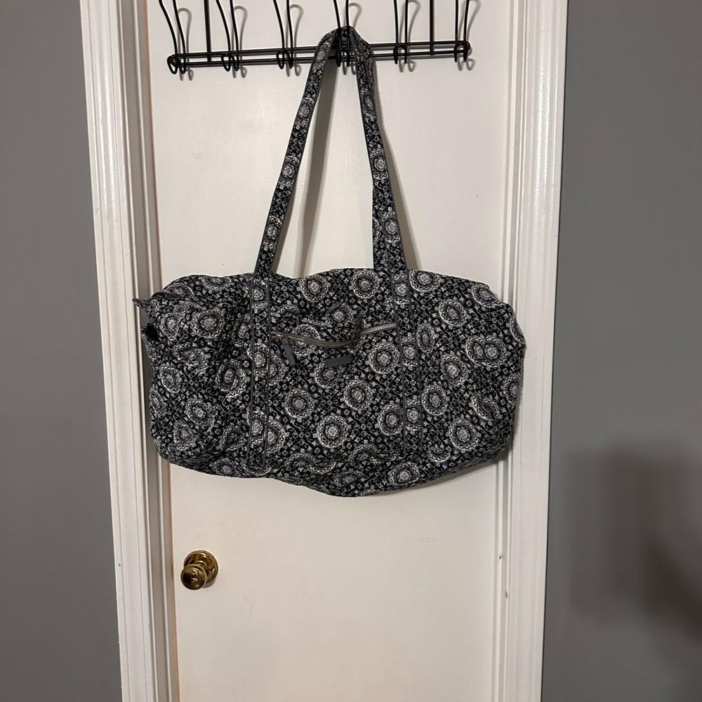 Vera Bradley Grey and Blue Medallion Large Duffel Bag